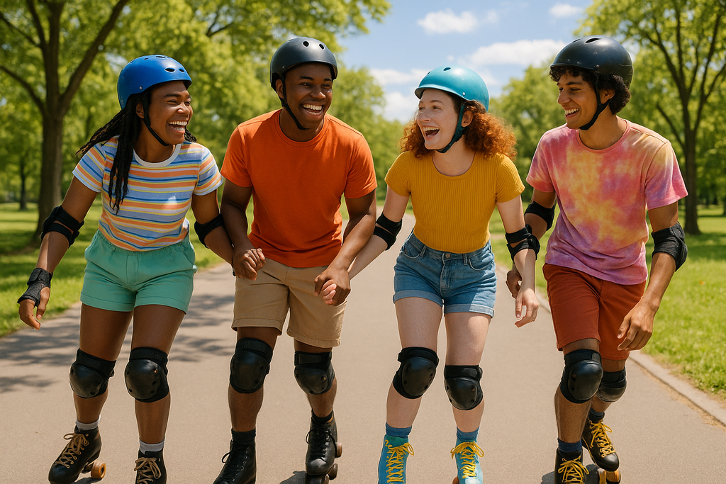 friends rollerskating