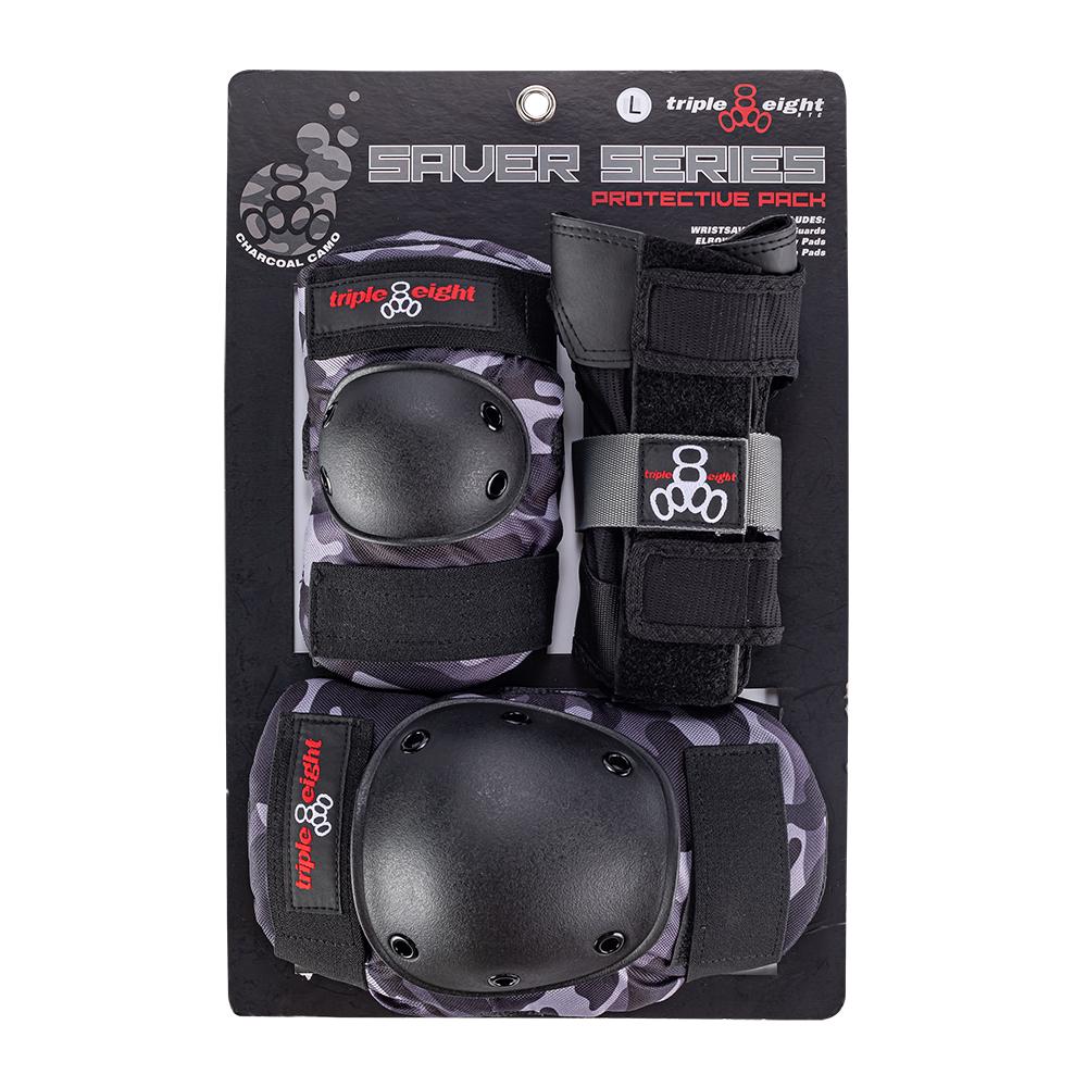 SAVER SERIES PADS 3 - PACK - Charcoal Camo - Roller Skates / Derby City Skates