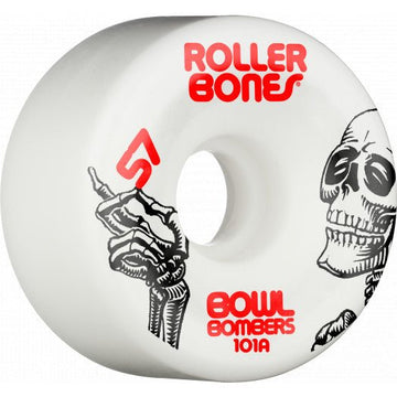Rollerbones Bowl Bombers Wheels 57mm 101A 8pk White - Roller Skates / Derby City Skates