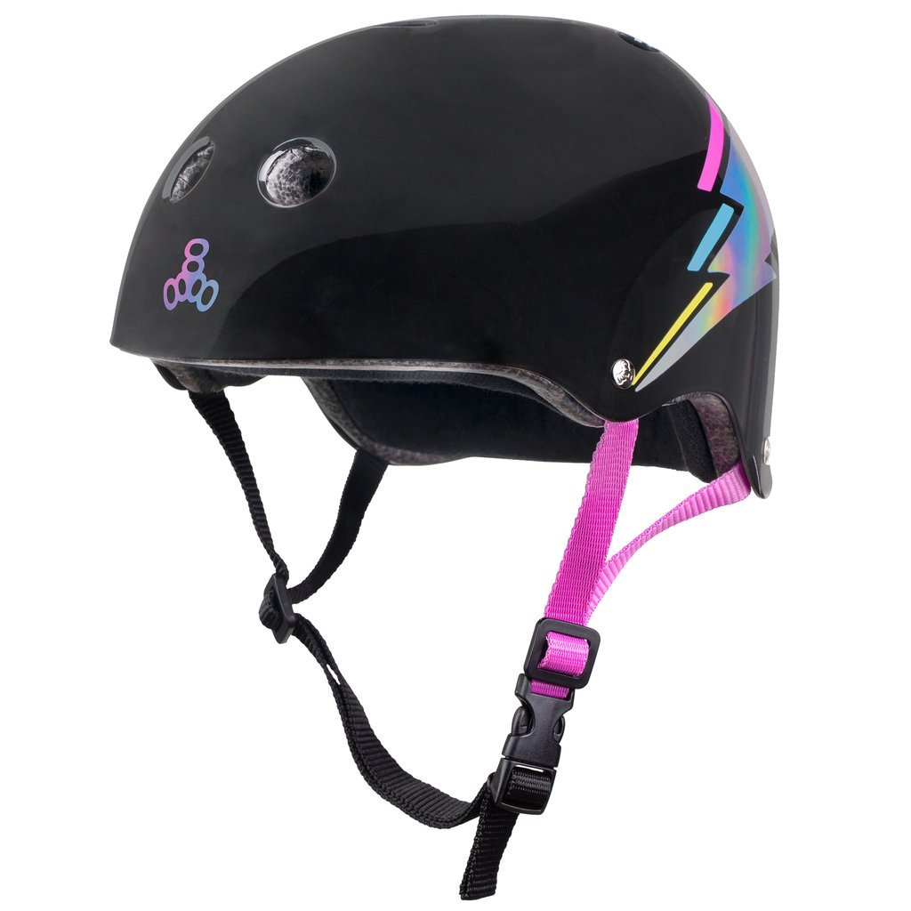 The Certified Sweatsaver Helmet Black Lightning Hologram - Roller Skates / Derby City Skates